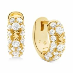 Deals 🎁 Michael Kors Pavé Huggie Hoop Earrings Gold 🔔