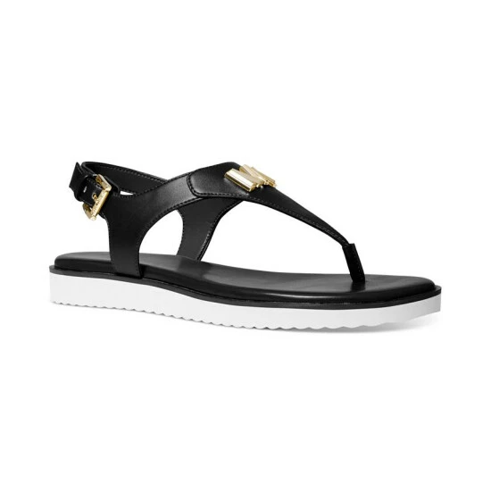 Deals 😍 Michael Kors 👩 Women's Jilly Flat 🩴 Sandals Black 😀