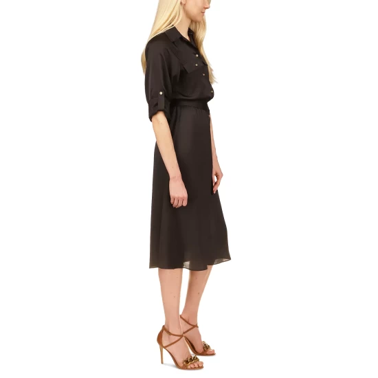 Best deal ⌛ Michael Kors 👩 Women's Roll-Sleeve Utility 👗 Dress Black 🎉 - Image 5