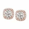 Buy 🥰 Michael Kors Cushion Cut Halo Stud Earrings Rose Gold 🤩