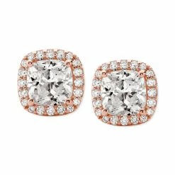 Buy 🥰 Michael Kors Cushion Cut Halo Stud Earrings Rose Gold 🤩