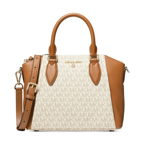 Brand new ๐ Michael Kors Signature Sienna Messenger Vanilla/acorn ๐