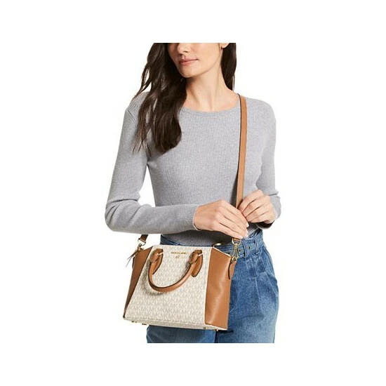 Brand new ๐ Michael Kors Signature Sienna Messenger Vanilla/acorn ๐ - Image 2