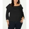 Brand new ❤️ Michael Kors Plus Size Ruffled Off-The-Shoulder Top Black 🛒