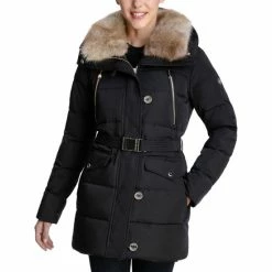 Top 10 🥰 Michael Kors Petite Belted Faux-Fur-Collar Down Puffer 🧥 Coat, Created For Macy's Dark Moss ⌛