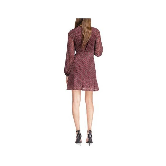 Wholesale 😍 Michael Kors Petite Foulard-Print Faux-Wrap Mini 👗 Dress Merlot 🎉 - Image 2