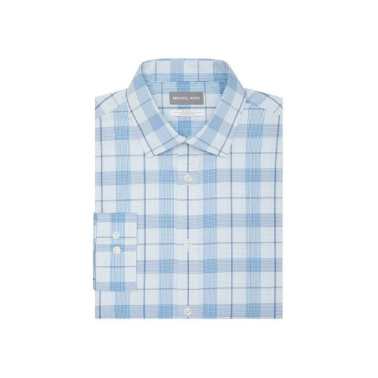 Coupon 🌟 Michael Kors Men's Fine Gauge Knit Slim Fit Untucked 👗 Dress 👕 Shirt Blue Multi ❤️