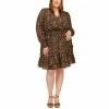 Outlet 👍 Michael Kors Plus Size Julia Smocked Waist Animal-Print 👗 Dress Nubian Julia 👗 Dress 😀
