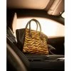 Cheap 👏 Michael Kors Tiger Print Calf Hair Avril Top Zip Satchel Marigold ✔️