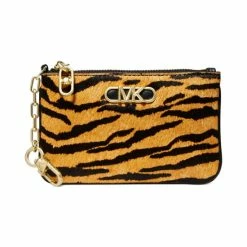 Hot Sale 🎉 Michael Kors Animal Print Calf Hair Parker Key Card Holder Marigold 🧨