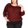 Flash Sale 👏 Michael Kors Plus Size Lovely Lace 3/4-Sleeve Top Crimson 🥰