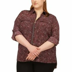 Flash Sale โ Michael Kors Plus Size Zippered Utility ๐ Shirt Pop Paisley ๐