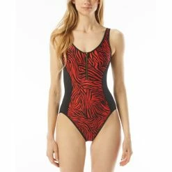 Top 10 💯 Michael Kors 👩 Women's Printed Zip-Front One-Piece 🩱 Swimsuit Ruby ⭐