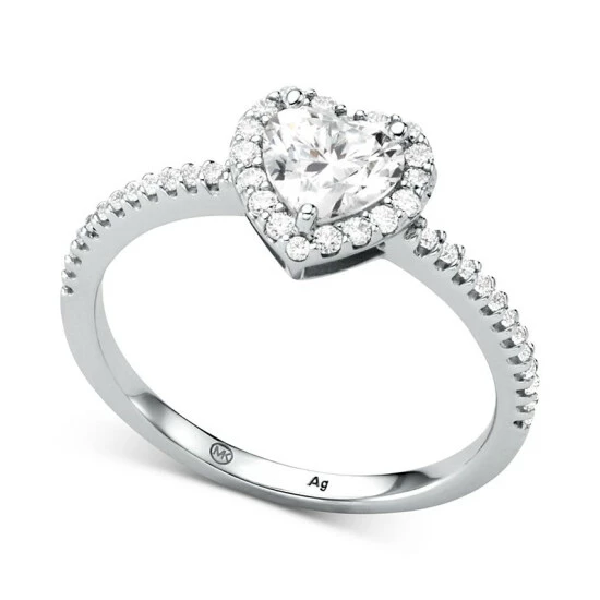 Best Pirce ✔️ Michael Kors Sterling Silver Cubic Zirconia Heart Halo Ring ⭐