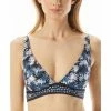 Brand new 🎉 Michael Kors 👩 Women's Printed V-Neck 👙 Bikini Top Navy 🎁