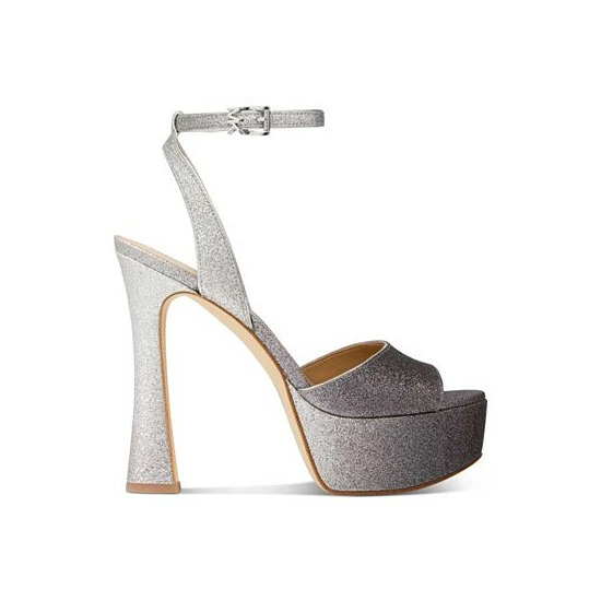 New ✔️ Michael Kors 👩 Women's Jenson Platform 🩴 Sandals Silver/ Black ✔️ - Image 2