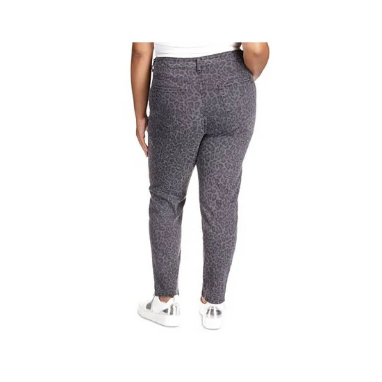 Best Sale 👏 Michael Kors Plus Size Animal-Print Skinny 👖 Jeans Charcoal 🌟 - Image 2