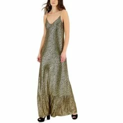Budget π Michael Kors π© Women's Metallic Cheetah-Print Maxi π Dress Black/gold β