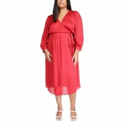 Deals 🎉 Michael Kors Plus Size Animal-Jacquard Midi 👗 Dress Crimson 🔔