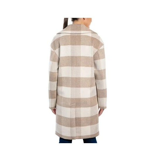 Budget 😀 Michael Kors 👩 Women's Petite Plaid Drop-Shoulder 🧥 Coat Camel/ivory 👍 - Image 2