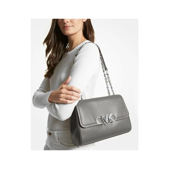 Best Sale ๐ฅ Michael Kors Parker Extra Large Convertible Chain Shoulder Bag Hether Grey ๐งจ - Image 3