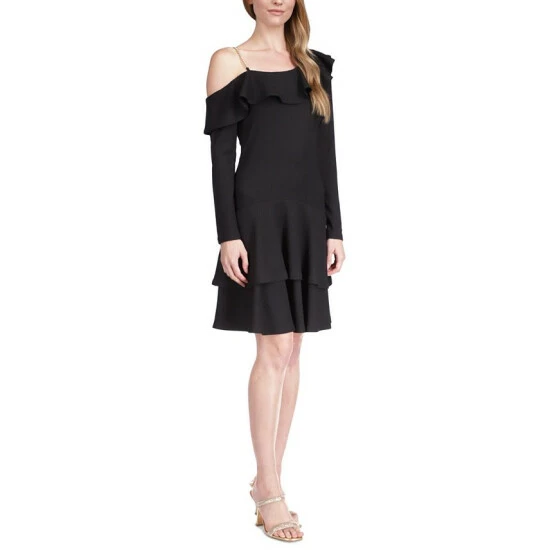 Coupon 🌟 Michael Kors 👩 Women's One-Sleeve Chain Mini 👗 Dress Black 🌟