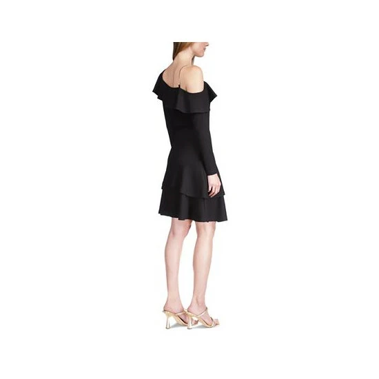 Coupon 🌟 Michael Kors 👩 Women's One-Sleeve Chain Mini 👗 Dress Black 🌟 - Image 3