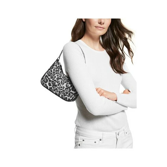 Coupon ๐ Michael Kors Nylon Jet Set Charm Small Chain Pouchette Shoulder Bag Heather Gray ๐งจ - Image 3