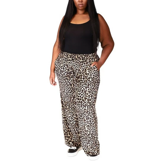 Cheap β Michael Kors Plus Size Animal-Print Velour Wide-Leg Pants Dark Camel π