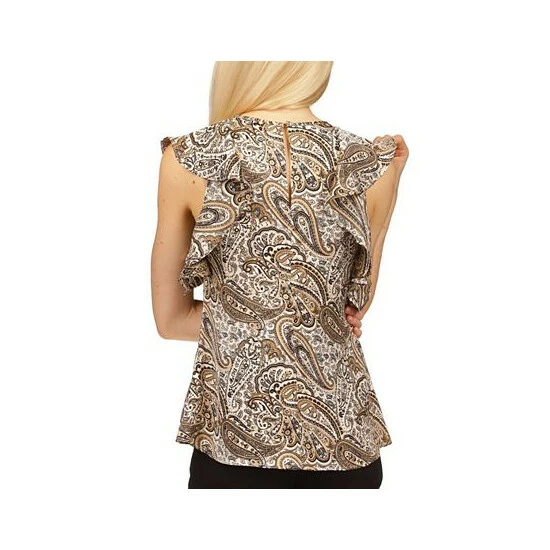 Best reviews of 👍 Michael Kors 👩 Women's Paisley Chain-Collar Top Husk Paisley 😍 - Image 2
