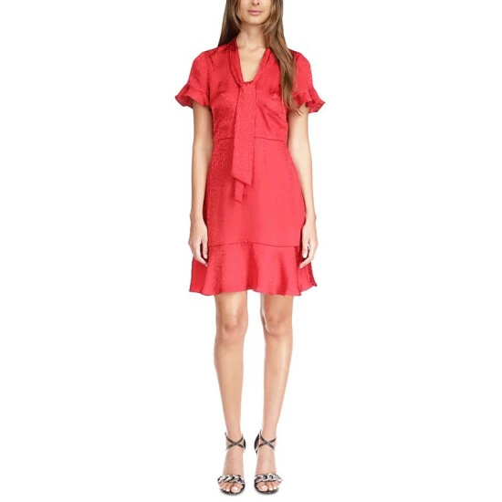 Wholesale π Michael Kors π© Women's Cheeta Plisse Tonal-Print Tie π Dress Crimson π