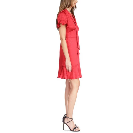 Wholesale π Michael Kors π© Women's Cheeta Plisse Tonal-Print Tie π Dress Crimson π - Image 4