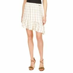 Coupon β Michael Kors π© Women's Ruffled Asymmetric π Skirt White Plaid π
