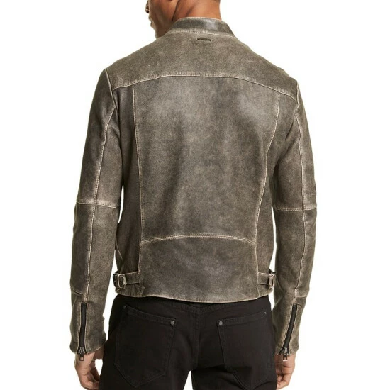 Best deal ✨ Michael Kors Men's Regular-Fit Distressed Full-Zip Leather Moto Jacket Black 👏 - Image 2