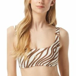 Outlet 🔥 Michael Kors Printed Logo Ring 👙 Bikini Top Bone 😀