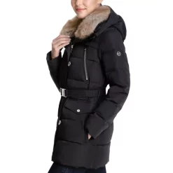 Wholesale 💯 Michael Kors 👩 Women's Faux-Fur-Collar Hooded Down Puffer 🧥 Coat, Created For Macy's Husk ✔️