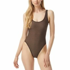 Brand new ๐ Michael Kors Logo Printed One-Piece ๐ฉฑ Swimsuit Chocolate Brown ๐