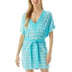 Wholesale 🔥 Michael Kors 👩 Women's V-Neck Belted Tunic Cover-Up Turquoise 🎁