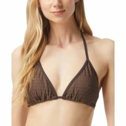 Coupon ๐ฅ Michael Kors Logo Printed Triangle ๐ Bikini Top Chocolate Brown ๐ฏ