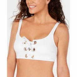 New โค๏ธ Michael Kors Lace-Up ๐ Bikini Top White ๐