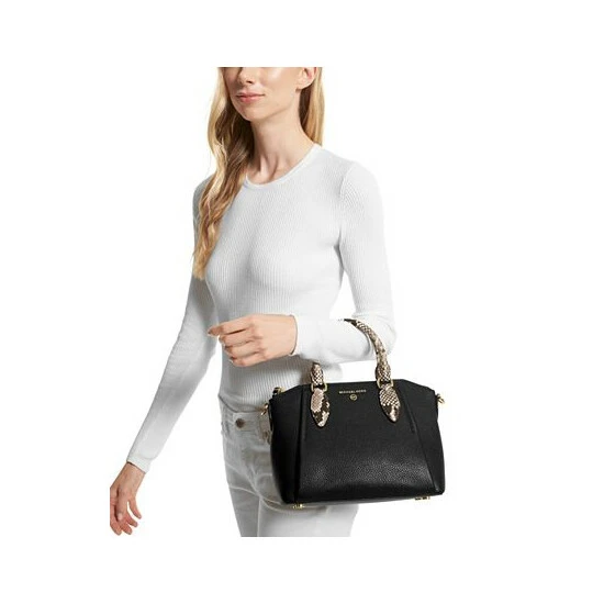 Cheap 🥰 Michael Kors Sienna Leather Medium Messenger Bag Black 👏 - Image 3