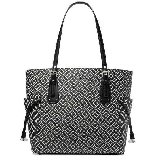 Flash Sale 🤩 Michael Kors Voyager East West Tote Black/light Cream 👏