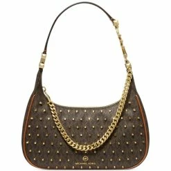 Deals 🛒 Michael Kors Signature Piper Leather Small Pouchette Brown/acorn 🔔