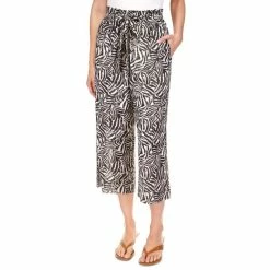 Best Pirce ⌛ Michael Kors 👩 Women's Metallic Zebra-Print Pants White/black 🥰