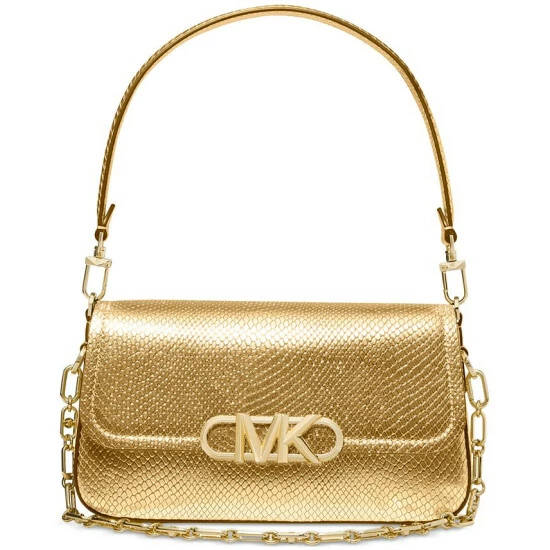 Best Sale 🌟 Michael Kors Parker Medium Convertible Pouchette Shoulder Pale Gold ✔️