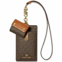 Deals 🛒 Michael Kors Signature Devon Tech Signature Monogram Lanyard Vanilla/acorn 🔥