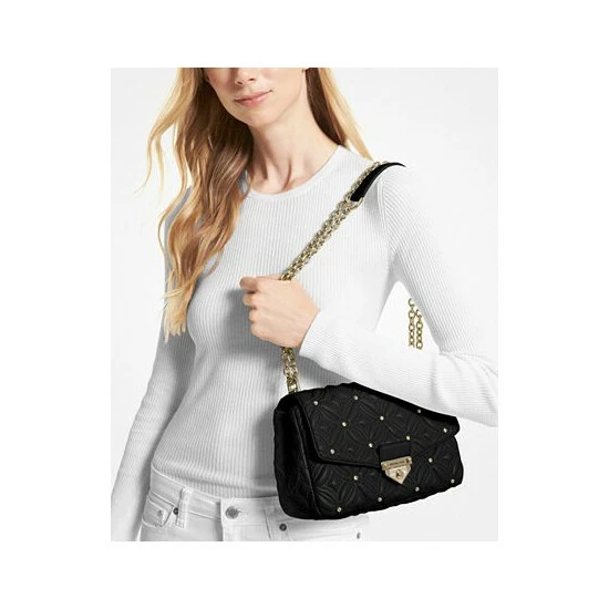 Outlet 🛒 Michael Kors Soho Small Chain Strap Shoulder Bag Light Cream 👍 - Image 3