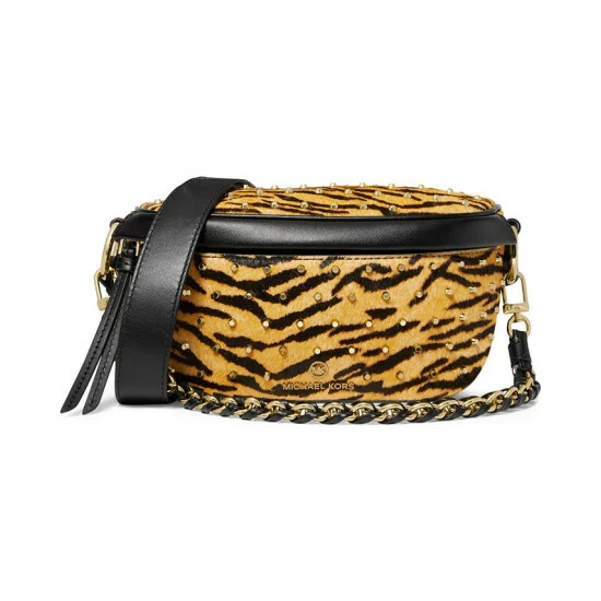 Budget 🔥 Michael Kors Tiger Print Slater Sling Pack Messenger Marigold 🔥