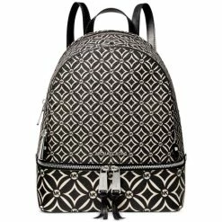 Deals 🤩 Michael Kors Signature Rhea Zip Medium Top 🎒 Backpack Black/light Cream 🔥