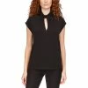 Cheap ⌛ Michael Kors Petite Twisted-Neck Sleeveless Top Black 🎉